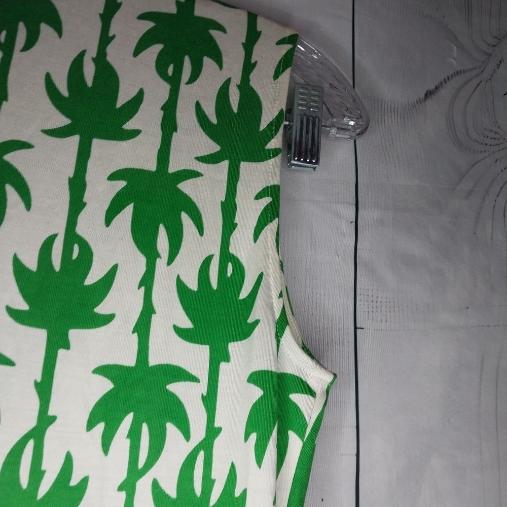 Diane Von Furstenberg Green Palm Sleeveless Yahzi Silk Jersey Wrap Dress - Picture 12 of 13